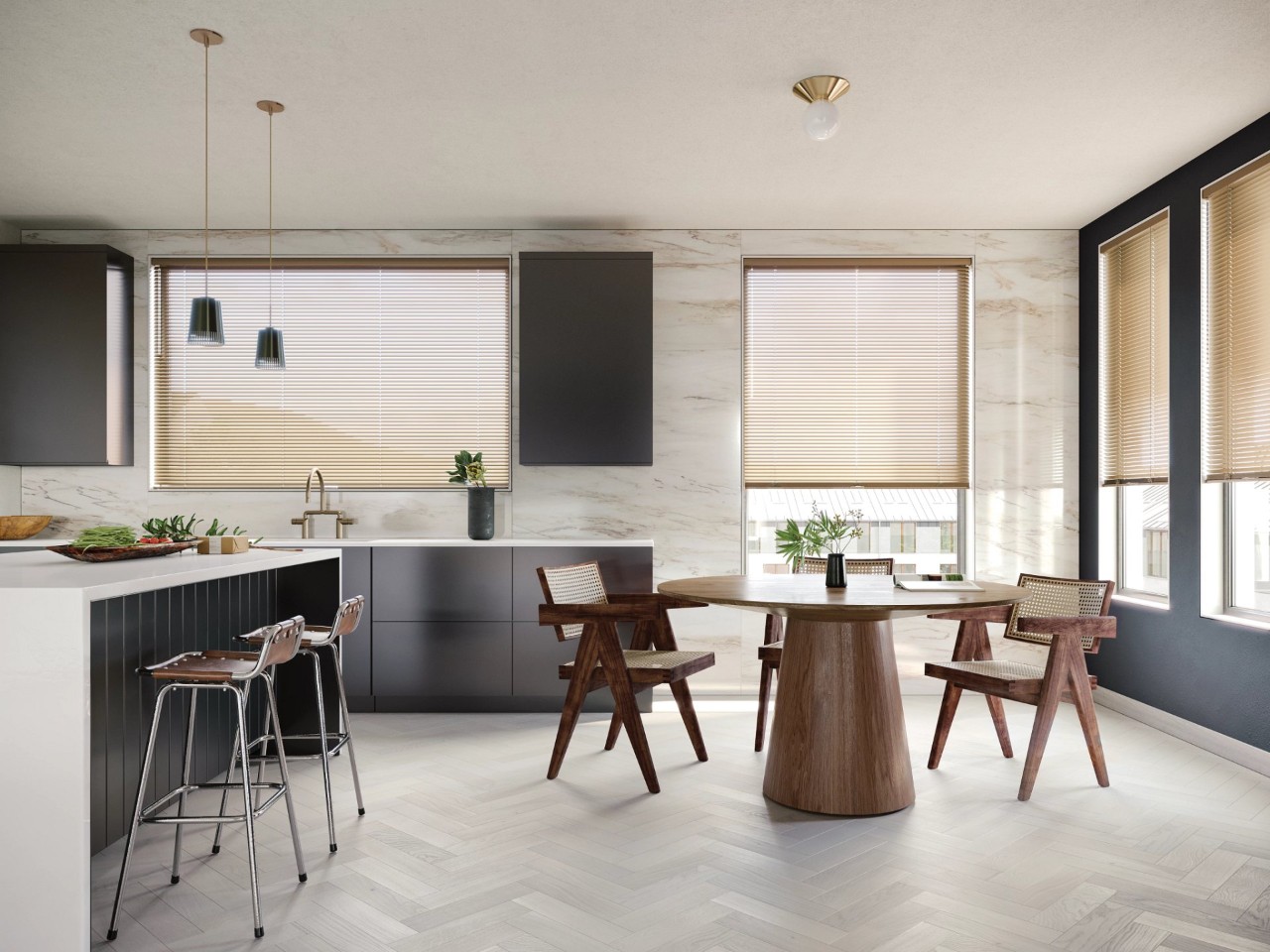 Hunter Douglas Modern Precious Metals® Mini Blinds, aluminum metal blinds near Stuart, Florida (FL)