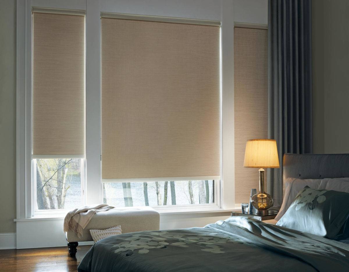 Hunter Douglas Designer Roller Shades with custom curtains near Stuart, Florida (FL)