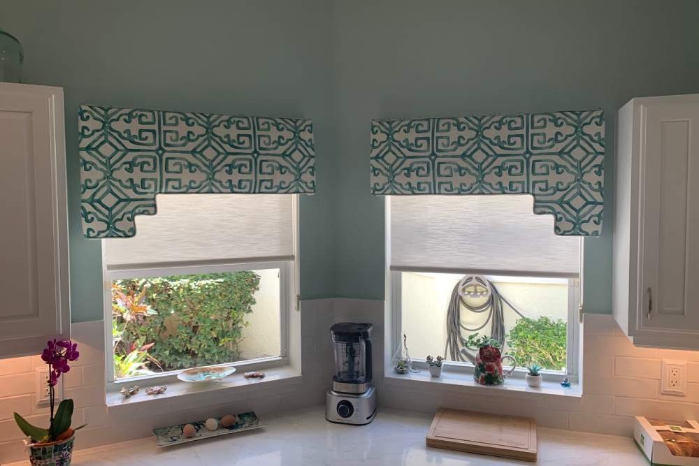 Custom Cornices by In the Shade in a Kitchen Window near Stuart FL